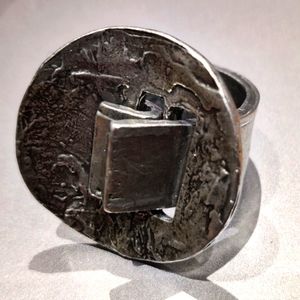 Designer Anne Marie Chagnon Pewter Buckle Ring